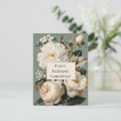 Lijst met crème en roze rozen Briefkaart (Staand voorkant)