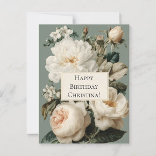 Lijst met crème en roze rozen Briefkaart