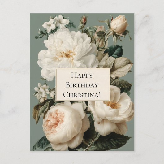 Lijst met crème en roze rozen Briefkaart (Voorkant)