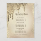 Lijst met diensten van goud glitter glamour make-u flyer (Voorkant)
