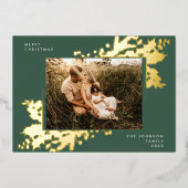 Lijst met een kerstgouden botanische foto folie feestdagenkaart (Voorkant)