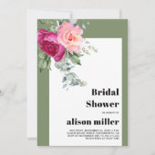 Lijst met eucalyptus en roze rozen vrijgezellenfee kaart (Voorkant)