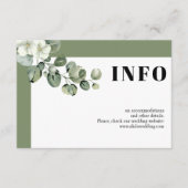 Lijst met eucalyptus en witte bloemen bruiloft informatiekaartje (Voorkant)