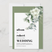 Lijst met eucalyptus en witte bloemen bruiloft kaart (Voorkant)