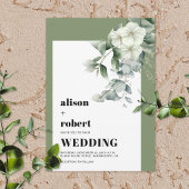 Lijst met eucalyptus en witte bloemen bruiloft kaart