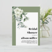 Lijst met eucalyptus, witte bloemen vrijgezellenfe kaart (Staand voorkant)