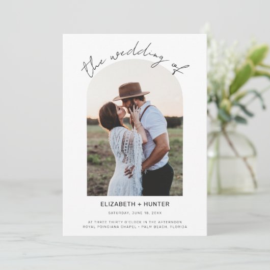 Lijst met fijne schacht Bindende QR-code RSVP Kaart (Staand voorkant)