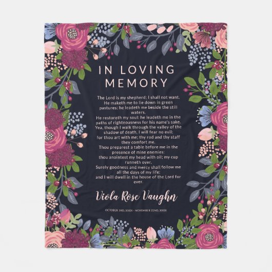 Lijst met gebufferde bloem in liefhebbend geheugen fleece deken (Voorkant)