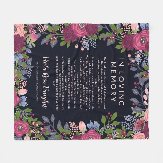 Lijst met gebufferde bloem in liefhebbend geheugen fleece deken (Voorkant (Horizontaal))