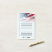Lijst met 'Gedaan' - Amerikaanse vlag vervagen Post-it® Notes (Op bureau)