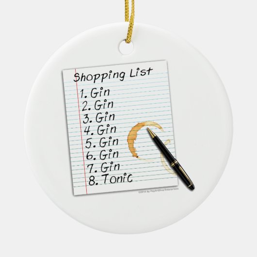 LIJST MET GIN-LOVERS WINKELEN KERAMISCH ORNAMENT (Voorkant)