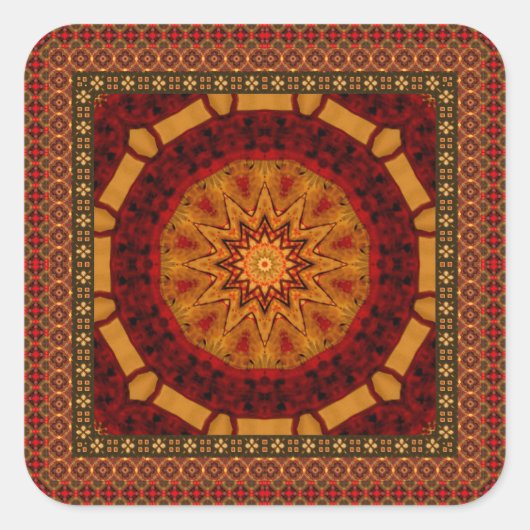 Lijst met gouden mandala vierkante sticker (Voorkant)