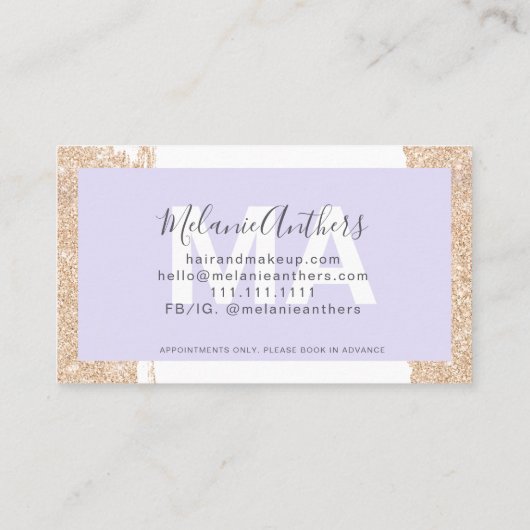 Lijst met goudlavenlavendel voor de moderne make-u visitekaartje (Achterkant)