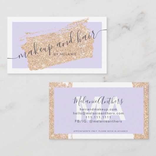 Lijst met goudlavenlavendel voor de moderne make-u visitekaartje (Voorkant / Achterkant)