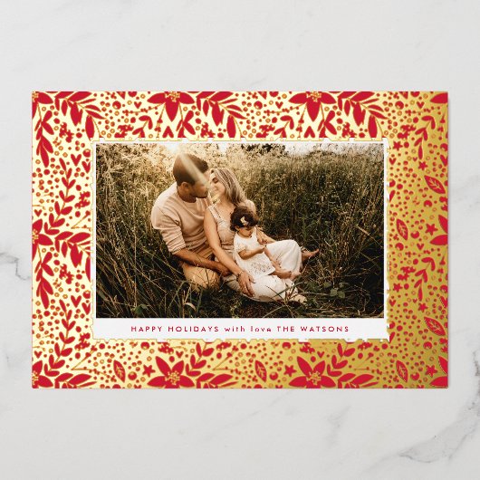 Lijst met goudpersen flessen folie feestdagenkaart (Voorkant)