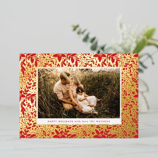 Lijst met goudpersen flessen folie feestdagenkaart (Staand Voorkant)