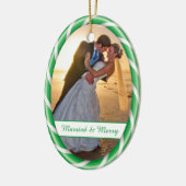 Lijst met groen witte snoepriet Foto-sjabloon Keramisch Ornament (Links)