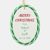 Lijst met groen witte snoepriet Foto-sjabloon Keramisch Ornament (Achterkant)