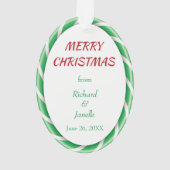 Lijst met groen witte snoepriet Foto-sjabloon Ornament (achterkant)