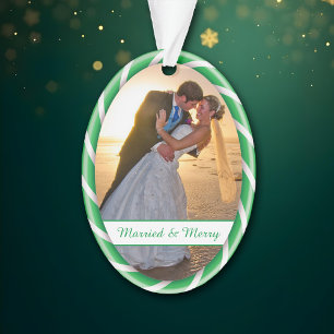 Lijst met groen witte snoepriet Foto-sjabloon Ornament