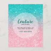 Lijst met het menu Roze en Turquoise Glitter Ombre (Achterkant)