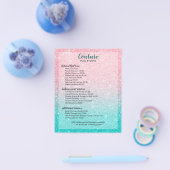 Lijst met het menu Roze en Turquoise Glitter Ombre (Enkel)