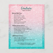 Lijst met het menu Roze en Turquoise Glitter Ombre (Voorkant)
