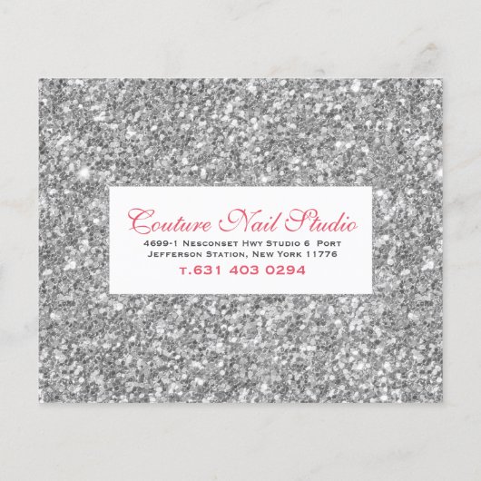 Lijst met het menu Witte Glitter-printnagels (Achterkant)