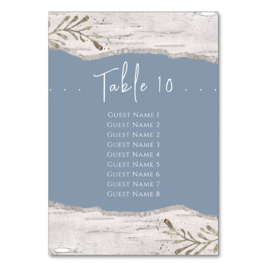 Lijst met het nummer van de Birch Wood Dust Blue W Kaart (Voorkant)