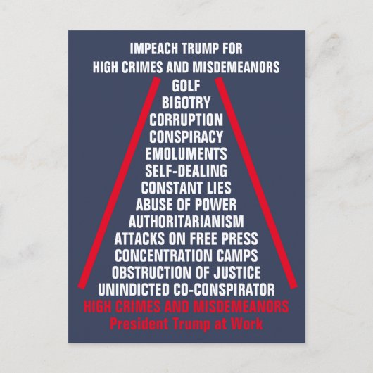 Lijst met hoge misdrijven en misdemeer Impeach Tru Briefkaart (Voorkant)