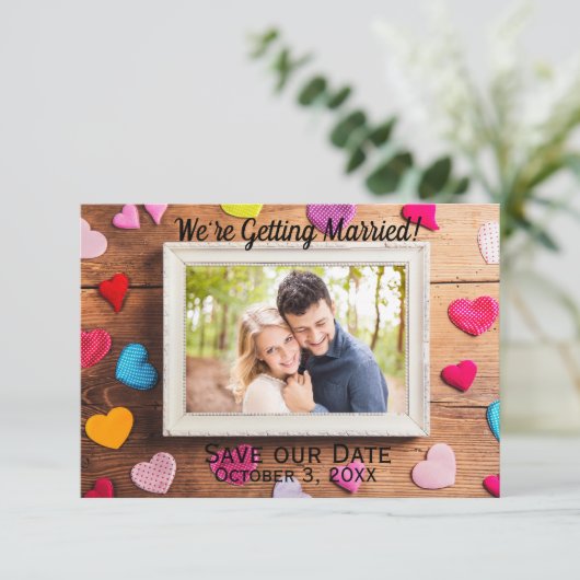 Lijst met houtafsluiting - 3x5 sparen onze datum kaart (Staand voorkant)