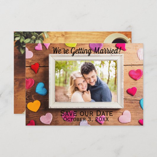 Lijst met houtafsluiting - 3x5 sparen onze datum kaart (Voorkant / Achterkant)