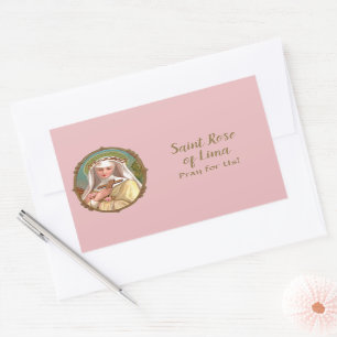 Lijst met ingelijst portret van St. Rose van Lima Rechthoekige Sticker