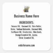 Lijst met ingrediënten met Logo-website op wit Vierkante Sticker (Voorkant)