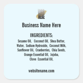 Lijst met ingrediënten met Logo-website over licht Vierkante Sticker