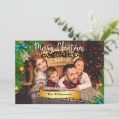 Lijst met kerstbomen White Merry kerstfoto Feestdagenkaart (Staand voorkant)