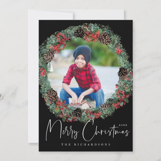 Lijst met kerstfoto's op Black Holiday Feestdagenkaart (Voorkant)