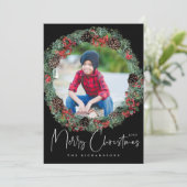 Lijst met kerstfoto's op Black Holiday Feestdagenkaart (Staand voorkant)