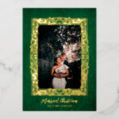 Lijst met kerstgroen foto Folie Feestdagenkaart (Voorkant)