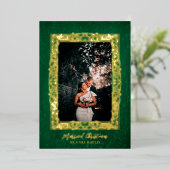 Lijst met kerstgroen foto Folie Feestdagenkaart (Staand Voorkant)