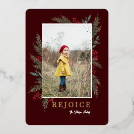 Lijst met kerstgroenery Berry Foto Folie Feestdagenkaart