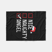 Lijst met Kerstmis Nice Naughty Angel Fleece Deken (Voorkant (Horizontaal))