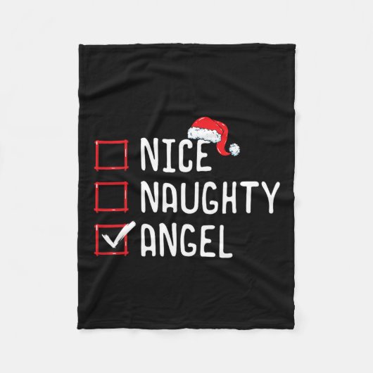 Lijst met Kerstmis Nice Naughty Angel Fleece Deken (Voorkant)