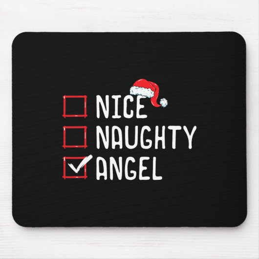 Lijst met Kerstmis Nice Naughty Angel Muismat (Voorkant)