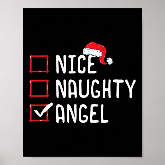 Lijst met Kerstmis Nice Naughty Angel Poster (Voorkant)