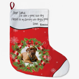 Lijst met kerstmis voor de foto van uw hond grote kerstsok