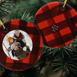 Lijst met kerstschildering Red Black Pset-foto Keramisch Ornament