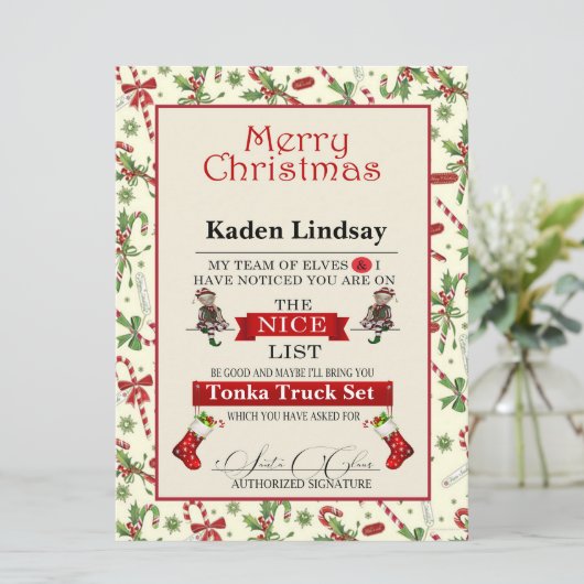 Lijst met kerstsnoepjes voor kerstmis feestdagenkaart (Staand voorkant)