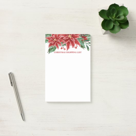 Lijst met kerstwinkels in Red Poinsettia Post-it® Notes (Kantoor)