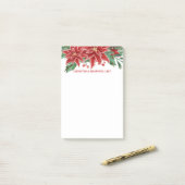 Lijst met kerstwinkels in Red Poinsettia Post-it® Notes (Op bureau)